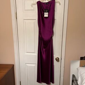 Zara Women's Satin Dress in Fuchsia/Purple
